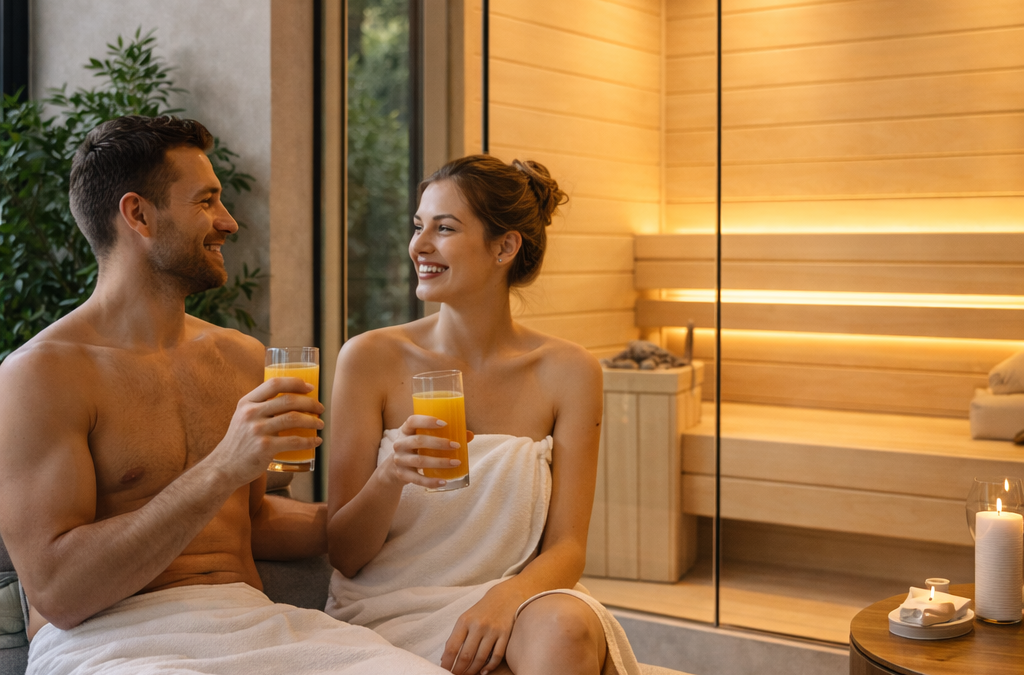 Sauna w sypialni w stylu Master Suite